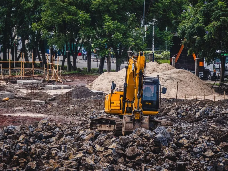 Excavadora en una obra